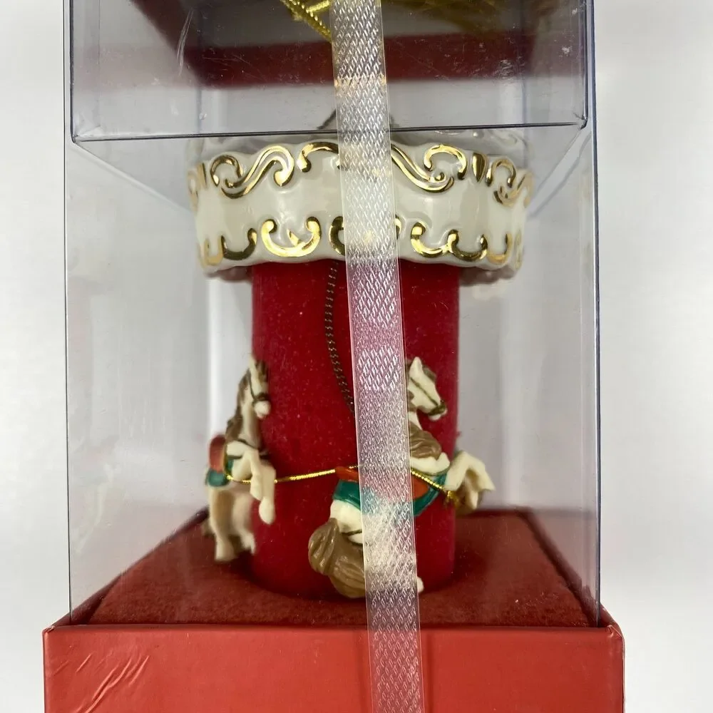 NEW Lenox Carousel Boxed Christmas Ornament Porcelain Horses 2000 NOS SEALED
